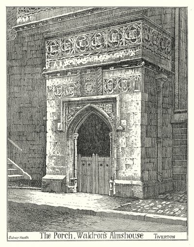 The Porch, Waldron's Almshouse, Tiverton (gravering) av Sidney Heath