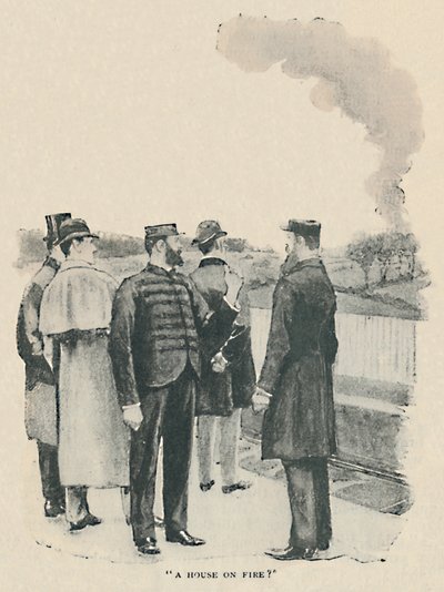 Et hus i brann, 1892 av Sidney Paget