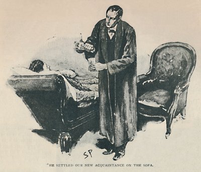 Han bosatte vårt nye bekjentskap på sofaen, 1892 av Sidney Paget