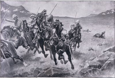 Å kjøre hansken: en lanserpatrulje under kryssild (litho) av Sidney Paget