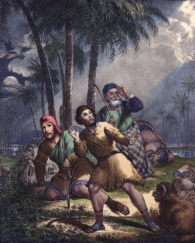 Kristus kunngjorde til de jødiske hyrdene (farge litho) av Siegfried Detler Bendixen