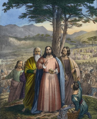 Kristus mater mengden (farget gravering) av Siegfried Detler Bendixen