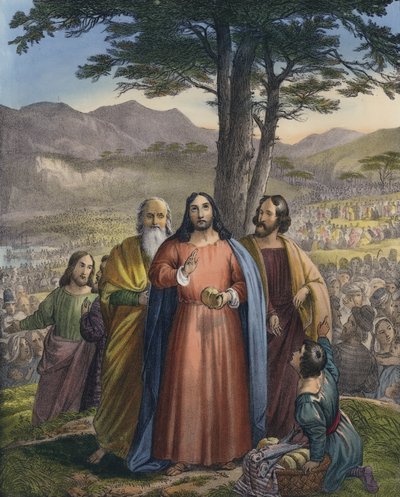 Kristus mater mengden (farget gravering) av Siegfried Detler Bendixen