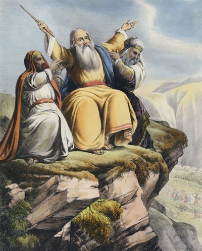 Moses ber om at Israel skal lykkes mot amalekittene av Siegfried Detler Bendixen
