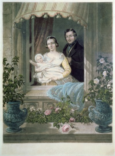Dronning Victoria, prins Albert og baby på Windsor Castle av Siegfried Detler Bendixen