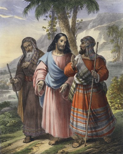 Reisen til Emmaus (farget gravering) av Siegfried Detler Bendixen