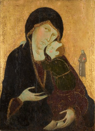 Madonna og barn med St. Francis, ca. 1285 (tempera på panel) av Sienese School