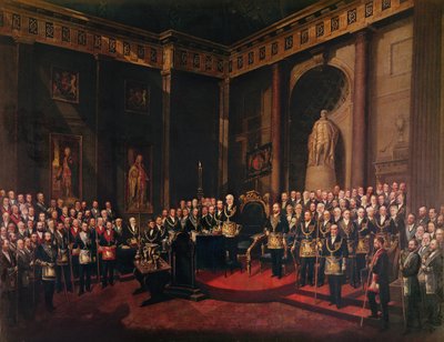Mottakelsen av HKH Prinsen av Wales som tidligere stormester, 1. desember 1869 av Sigismund Rosenthal