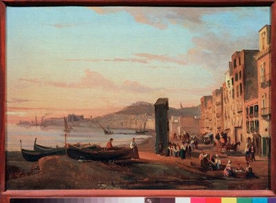Kai i Napoli (Italia). Maleri av Sylvester Feodosiyevich Shchedrin (Sylvester Shchedrin) (1791-1830), olje på lerret av Silvestr Fedosievich Shchedrin