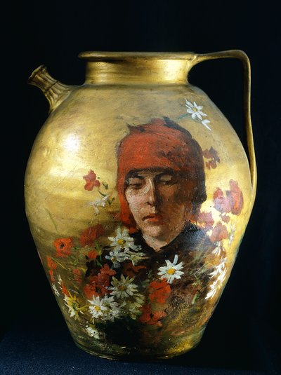 Mugge med kvinnefigur, av Silvestro Lega (1826-1895) av Silvestro Lega