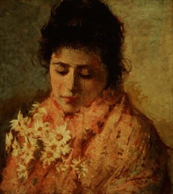 Portrett av en kvinne (panel) av Silvestro Lega