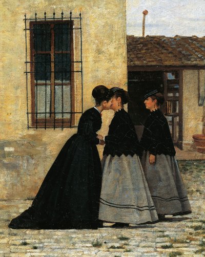 Besøket, av Silvestro Lega, detalj av Silvestro Lega