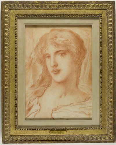 Hode, ca. 1880 (rød kritt på brunt vevd papir) av Simeon Solomon