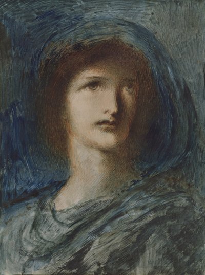 Hodet til en ung jente (wc, penn og blekk på papir) av Simeon Solomon
