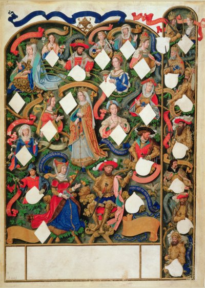 Legg til Ms 12531 f.10 Genealogical tree of John of Gaunt av Simon Bening