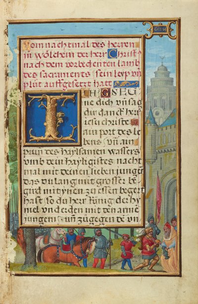 Grenze mit dem Treffen von Abraham und Melchisedek av Simon Bening