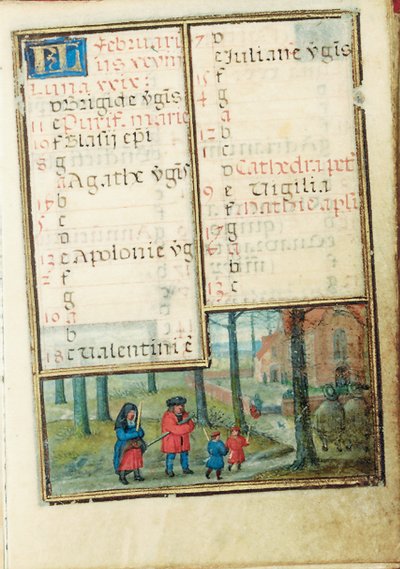 Folio fra en miniatyr Time Book, bruk av Roma, Brugge, 1530-35 av Simon Bening