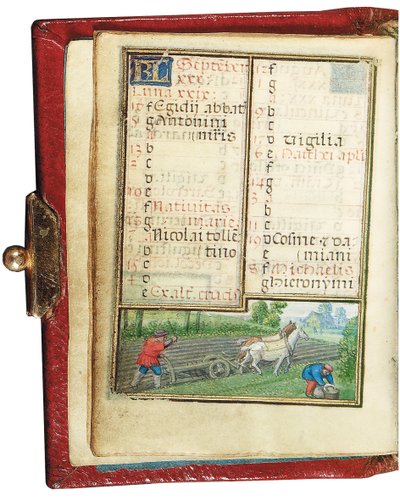 Folio fra en miniatyr Time Book, bruk av Roma, Brugge, 1530-35 av Simon Bening