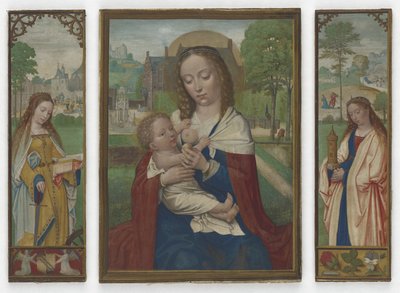 Jomfru og barn; De hellige Catherine og Barbara, ca. 1520 (tempera på vellum) av Simon Bening