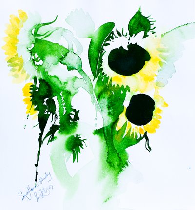 Solsikkestudie, 2005 (akvarell) av Simon Fletcher