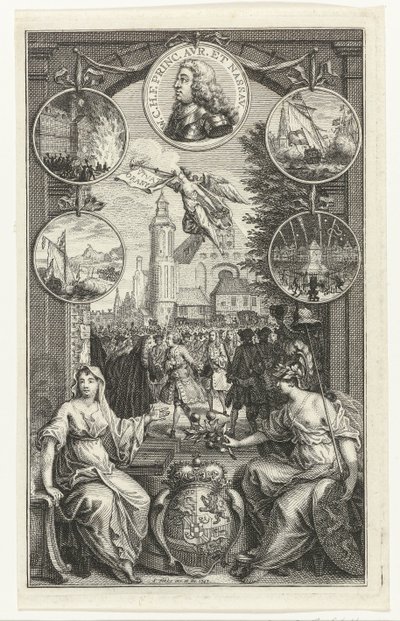 Allegori om opphøyelsen av William IV til stadholder, 1747 av Simon Fokke