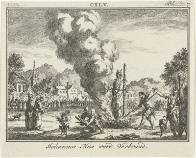Brenning av Jan Hus på bålet, midten av 1700-tallet av Simon Fokke