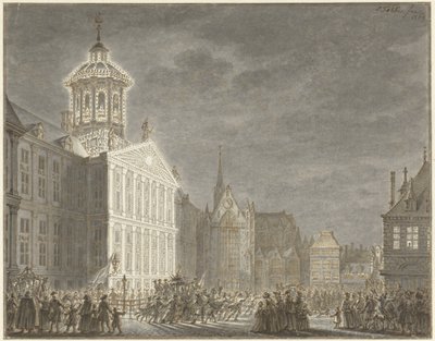 Rådhusbelysning for William V og Wilhelmina av Preussen, 1768 av Simon Fokke