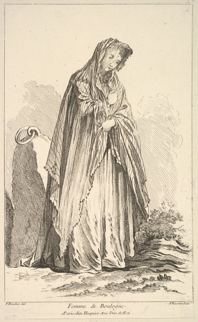 Woman of Boulogne, fra Samling av forskjellige utenlandske figurer Oppfunnet av F. Bo..., 1700-tallet. av Simon Francois Ravenet