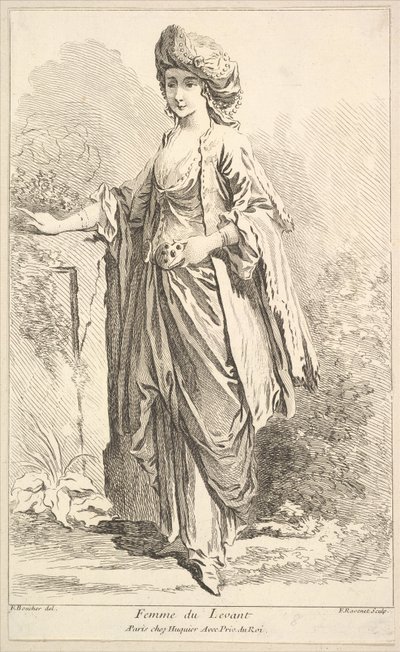 Woman of the Levant, fra Samling av forskjellige utenlandske figurer Oppfunnet av F. Bouc..., 1700-tallet. av Simon Francois Ravenet