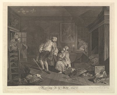 Ekteskap A-la-Mode, tavle V, april 1745. av Simon Francois Ravenet