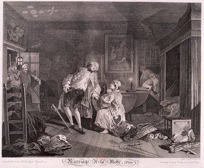 'Ekteskap a la mode, Plate V', 1745 av Simon Francois Ravenet