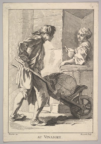 Omvendt kopi av Au Vinaigre Eddik, fra Le Cris de Paris The Cries of Paris..., 1700-tallet. av Simon Francois Ravenet