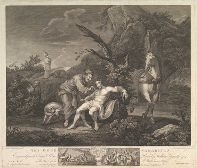 Den barmhjertige samaritan St. Lukas, kapittel. 10, vers 30, 24. februar 1772. av Simon Francois Ravenet