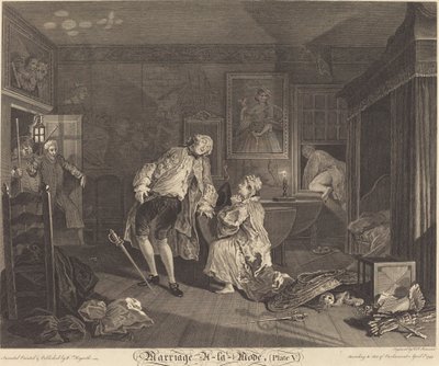 Ekteskap a la Mode: pl.5 av Simon Francois Ravenet I after William Hogarth