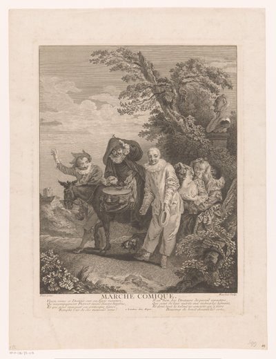 Prosesjon av teaterfigurer Marche Comique (tittel på objekt) av Simon François Ravenet (le vieux)