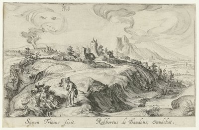 Fjelllandskap med to figurer Fjelllandskap (serietittel) av Simon Frisius