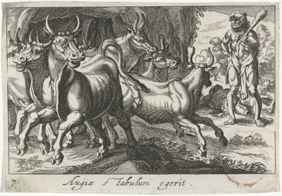 Hercules hoedt de kudde van Geryon (tittel på objekt) Herculische temaer (serietittel) av Simon Frisius