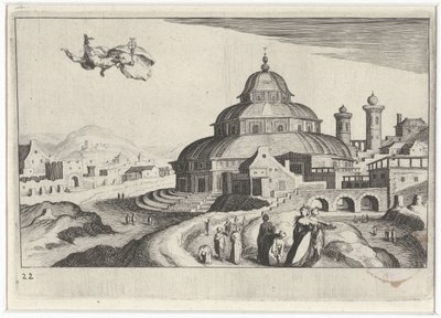 Bybilde med Merkur Sør-europeiske landskap (serietittel) Topographia variarum regionum (serietittel) av Simon Frisius