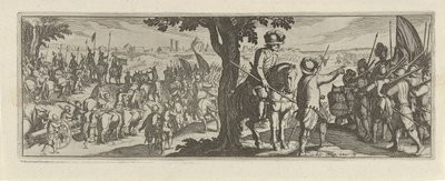 Twee soldaten under en boom Kavaleri (serietittel) Faecvnda hva er den elskede av Phaebus og den takknemlige Florentia til menn av ivrig geni, nok er vist av pvgnas, enthea av kraften til brystene som Mercury skåret den erfarne klienten (serietittel) av Simon Frisius