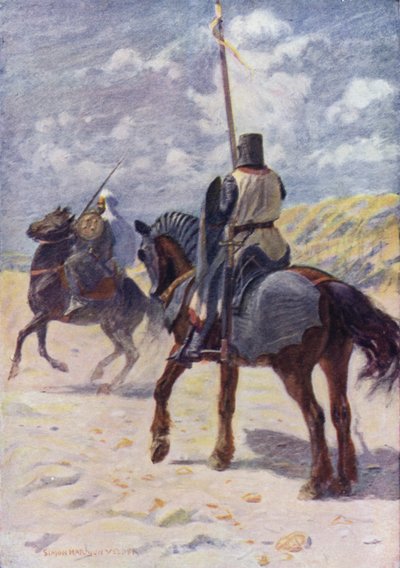 Illustrasjon for Sir Walter Scotts The Talisman (farge litho) av Simon Harmon (after) Vedder