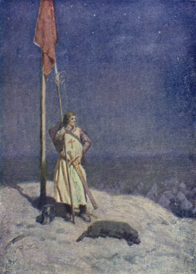 Illustrasjon for Sir Walter Scotts The Talisman (farge litho) av Simon Harmon (after) Vedder