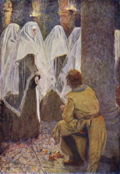 Illustrasjon for Sir Walter Scotts The Talisman (farge litho) av Simon Harmon (after) Vedder
