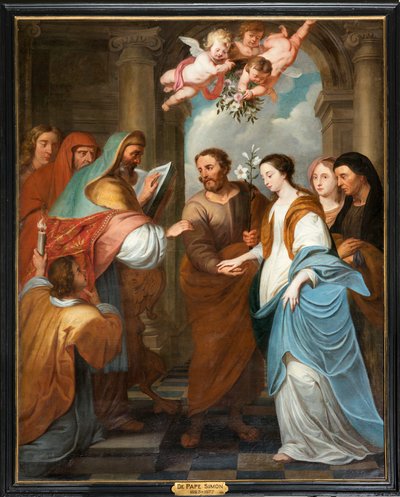 Sognekirke (Parochiekerk Sint-Eligius). Simon de Pape. 3 Jomfruens forlovelse. 17. århundre. av Simon II de Pape