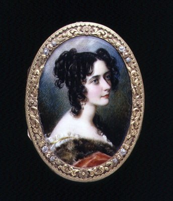 Portrettminiatyr av Georgina Carolina, Lady Astley, ca. 1827 (akvarell på elfenben) av Simon Jacques Rochard