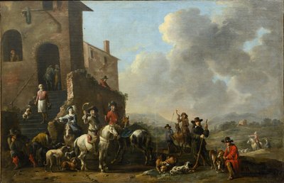 Forbereder for jakten av Douw, Simon Johannes van (ca 1630-etter 1677) av Simon Johannes van Douw