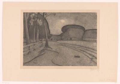 Landskap med gård Kveld (original tittel) av Simon Moulijn (signed by artist)