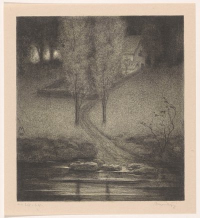 Popler ved en bekk av Simon Moulijn (signed by artist)