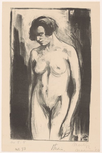 Studie av en stående naken kvinne av Simon Moulijn (signed by artist)