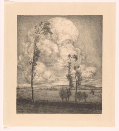 Skyer over bølgende landskap av Simon Moulijn (signed by artist)