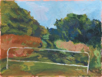 Barriere og gangsti, 2025 (akryl på lerret) av Simon Neville